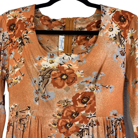 BIANCHI Vintage Orange Floral Print Maxi Dress - Picture 2 of 12